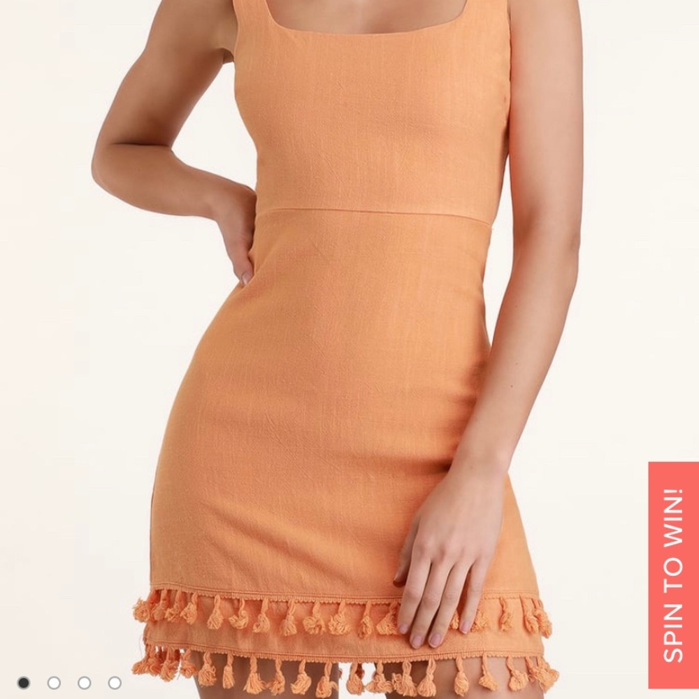 Lulu’s Feel the Sunshine Orange Tassel Mini Dress
